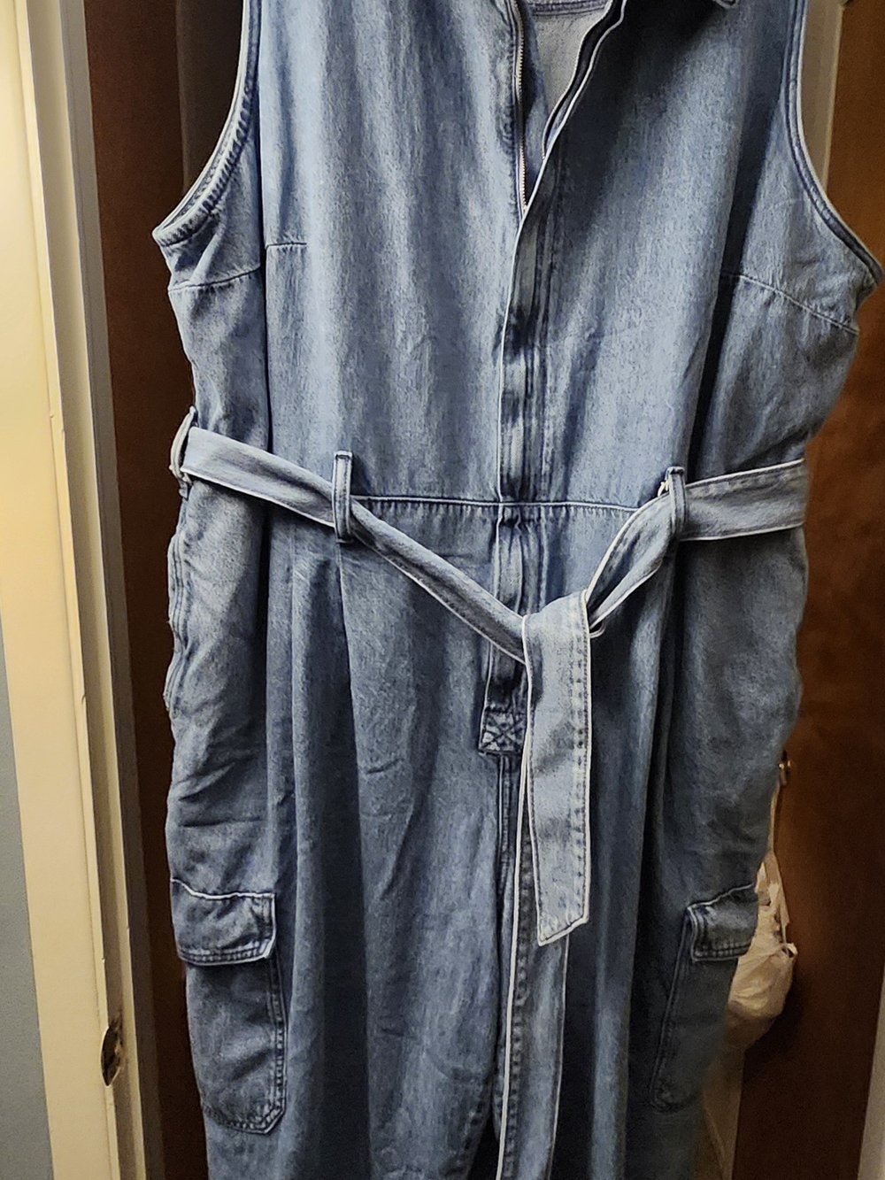 Universal Thread Light Blue Denim Jumpsuit with Belt